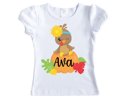 Baby Turkey Personalized Girls Shirt - Short Sleeves - Long Sleeves - image1